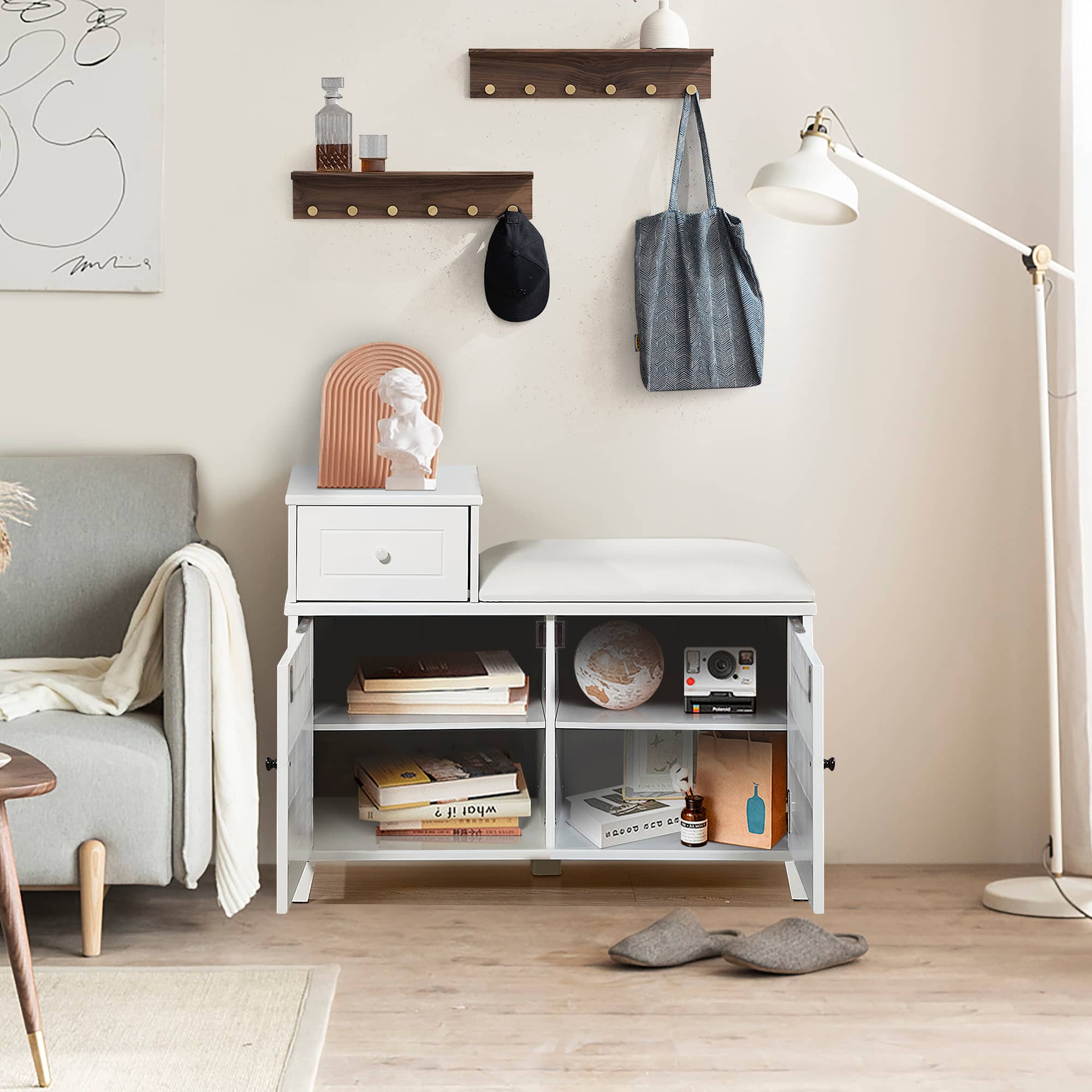 Elegant White Shoe Storage Bench - Image 6