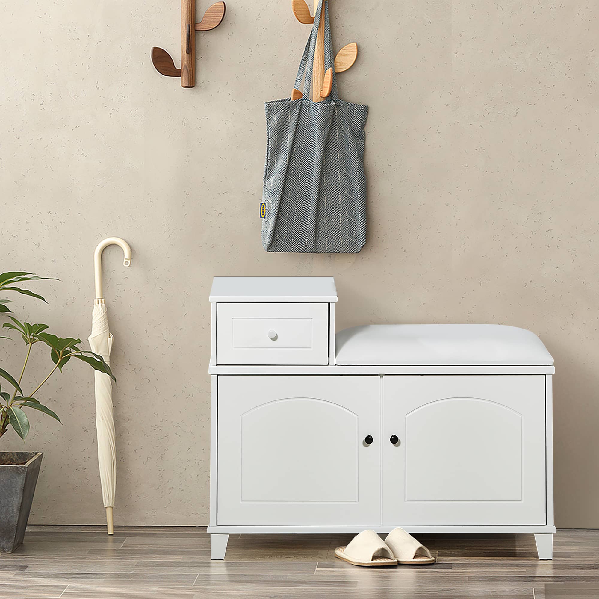 Elegant White Shoe Storage Bench - Image 9