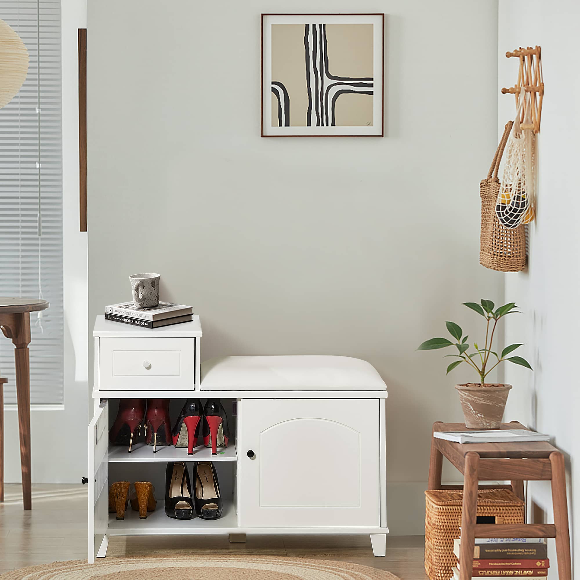 Elegant White Shoe Storage Bench - Image 5