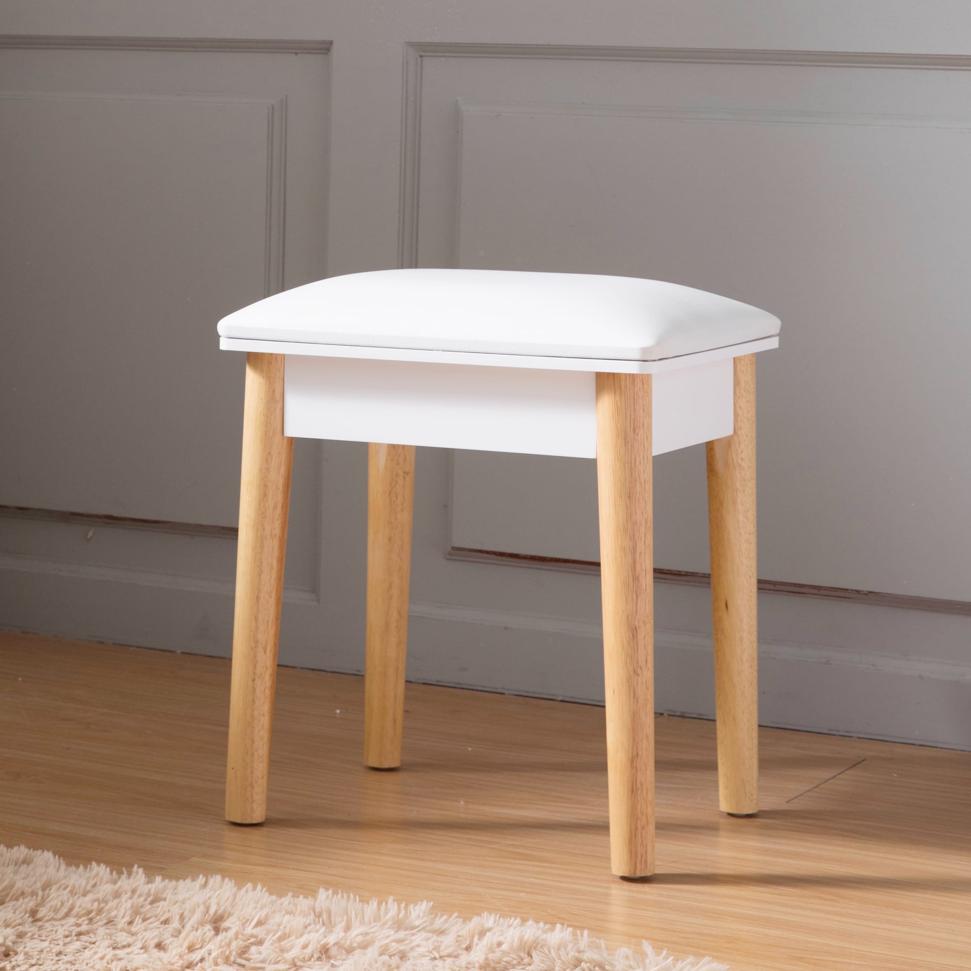 Modern White Vanity Table Stool