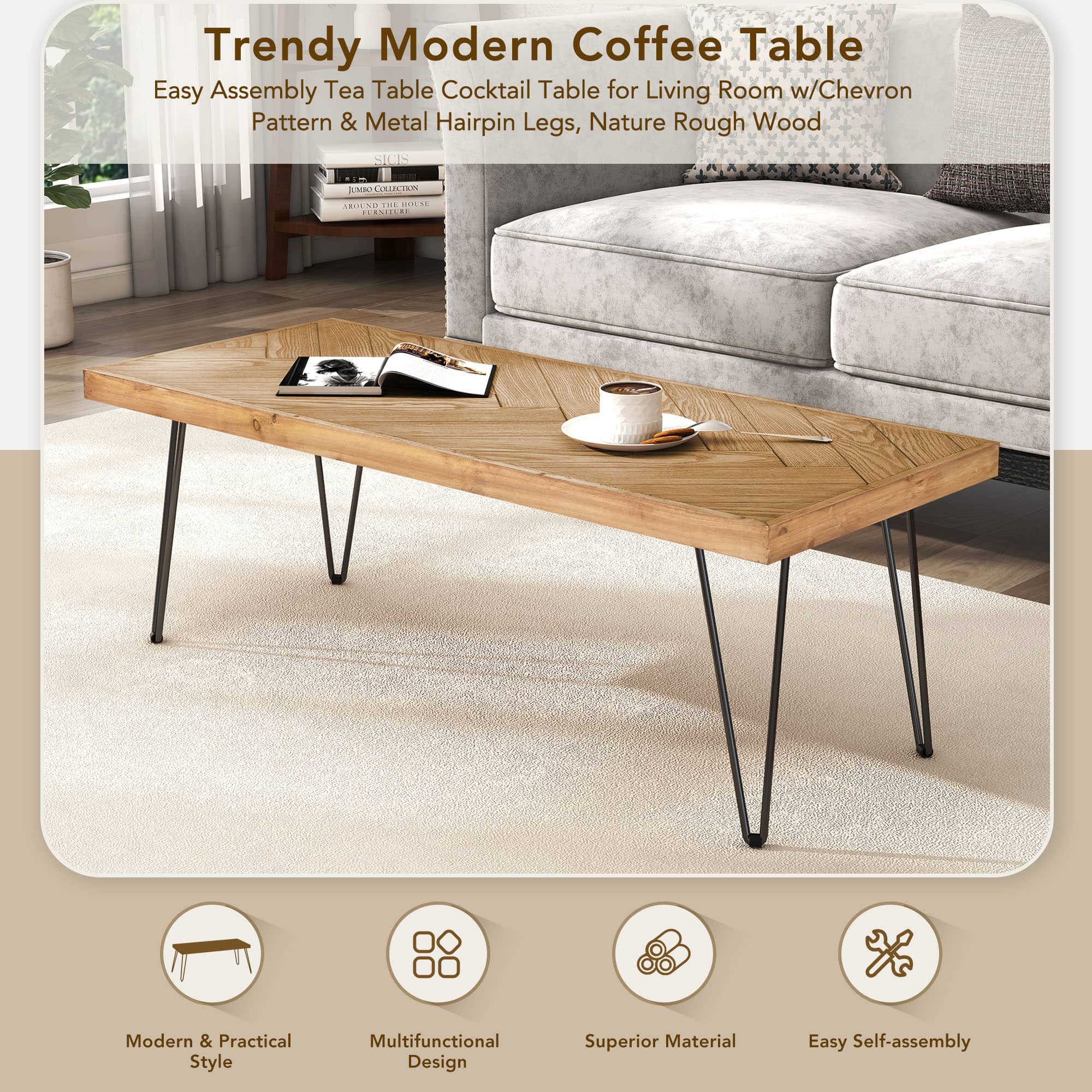 Chevron Pattern Coffee Table - Image 3