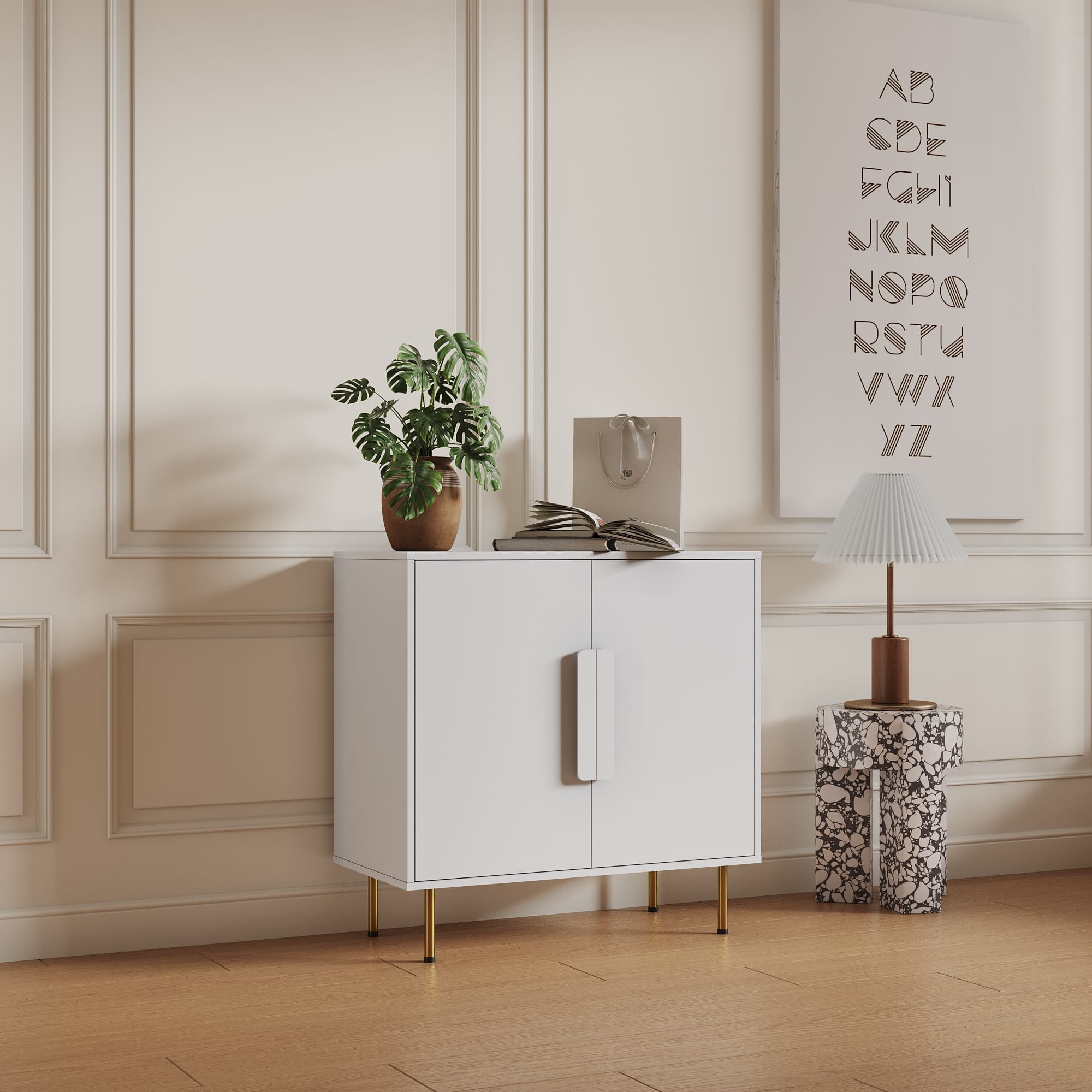 Modern White Sideboard Buffet Cabinet - Image 2