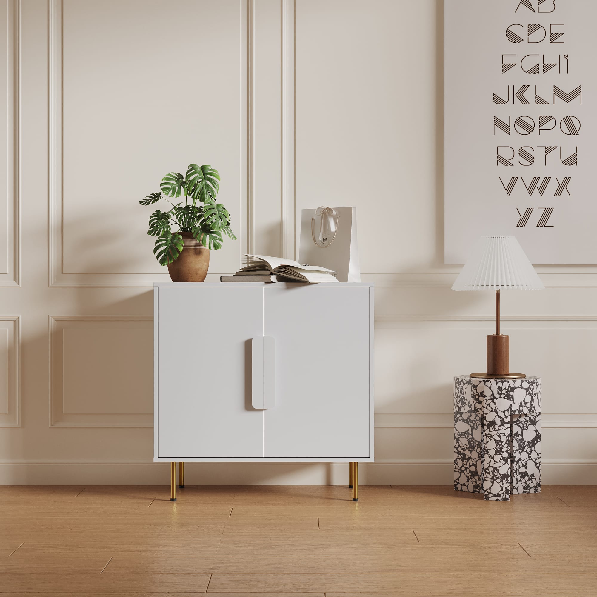 Modern White Sideboard Buffet Cabinet