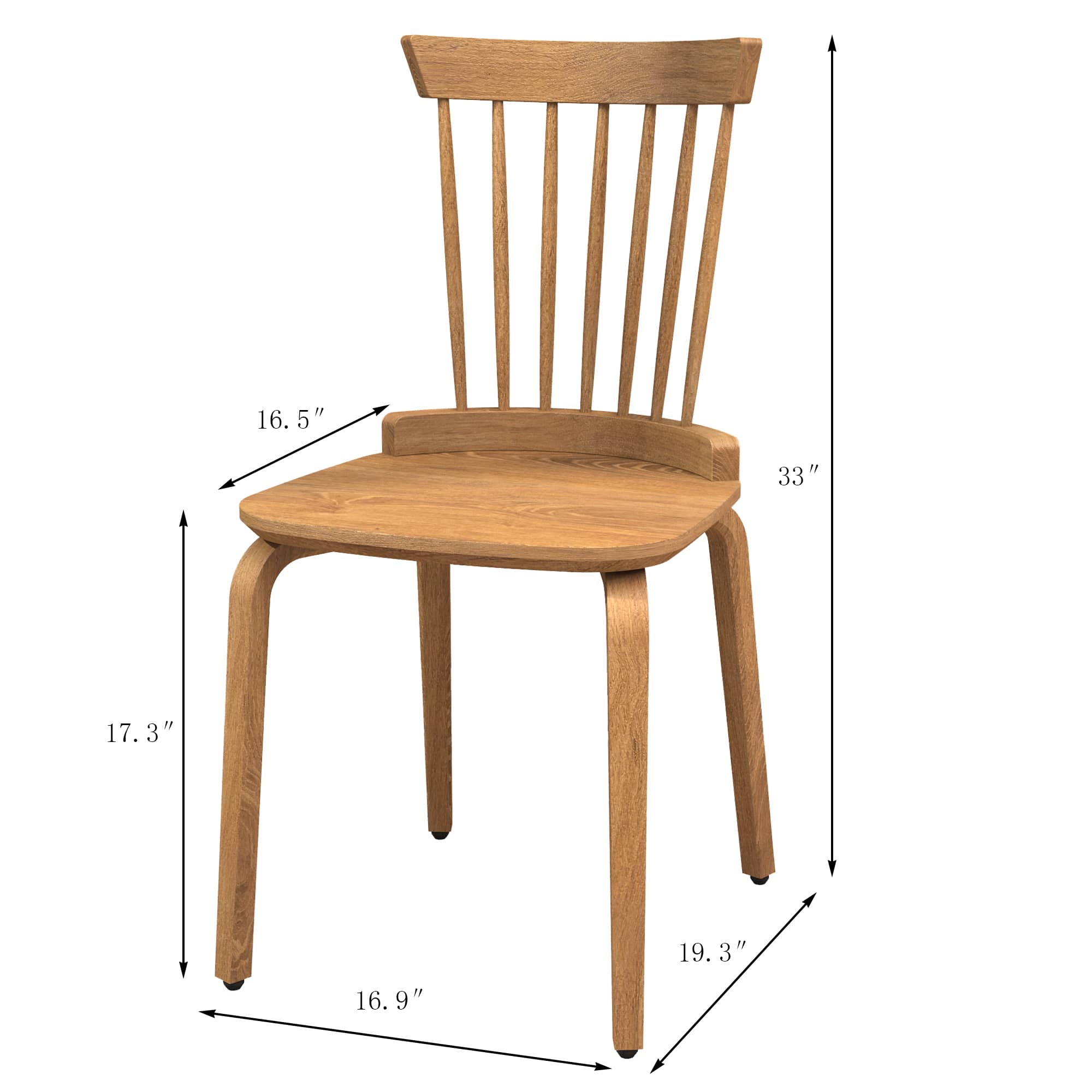 2 PCs Solid Wood Slat Back Windsor Chair - Image 6