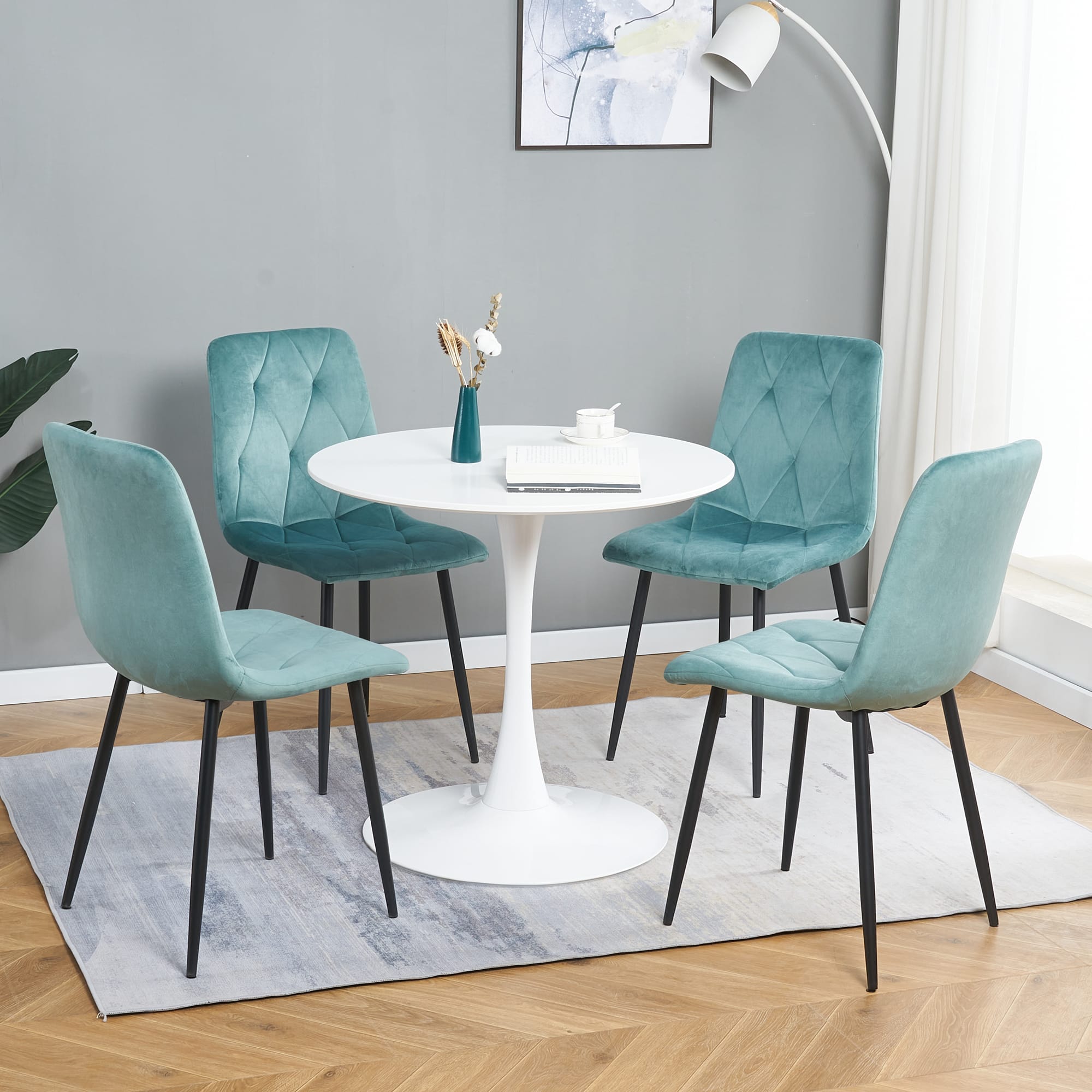Indoor Velvet Dining Kitchen Chair - Image 2