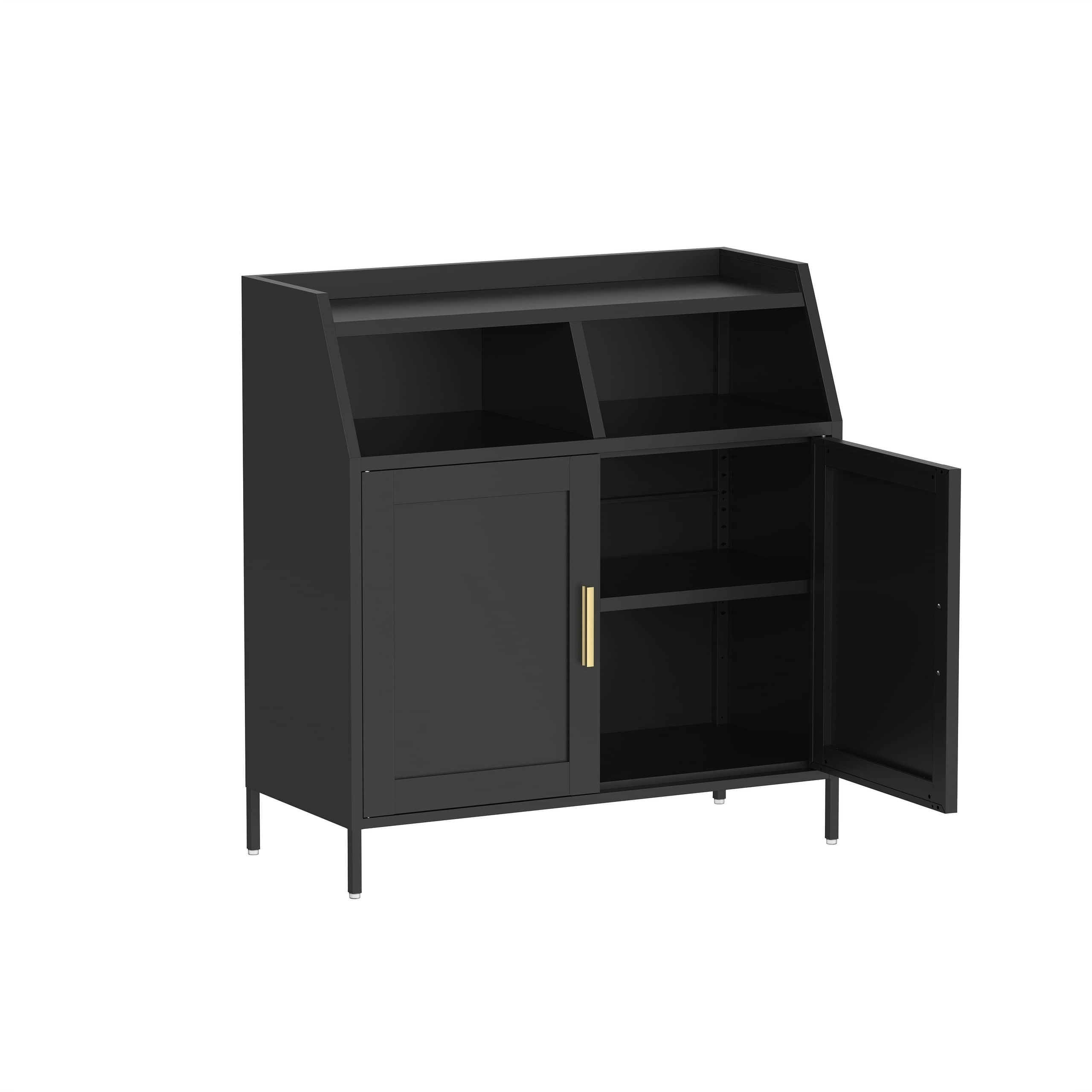Modern Black Metal Sideboard Buffet Cabinet - Image 7