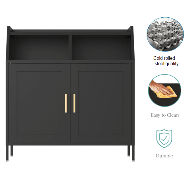 Modern Black Metal Sideboard Buffet Cabinet - Image 4