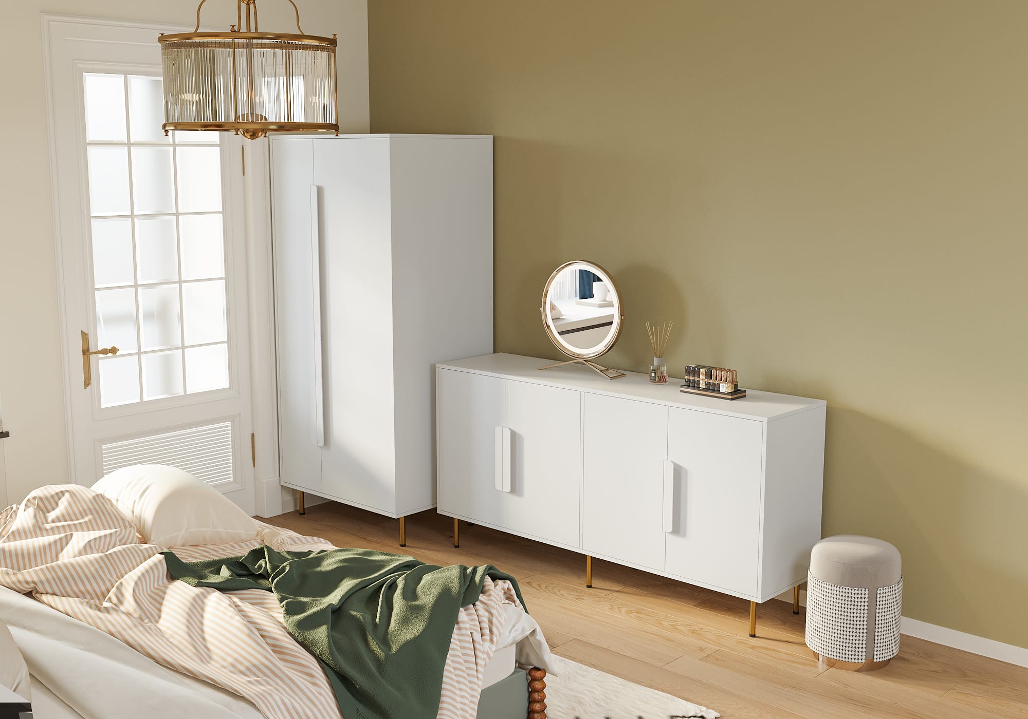 Modern White Sideboard Buffet Cabinet - Image 4