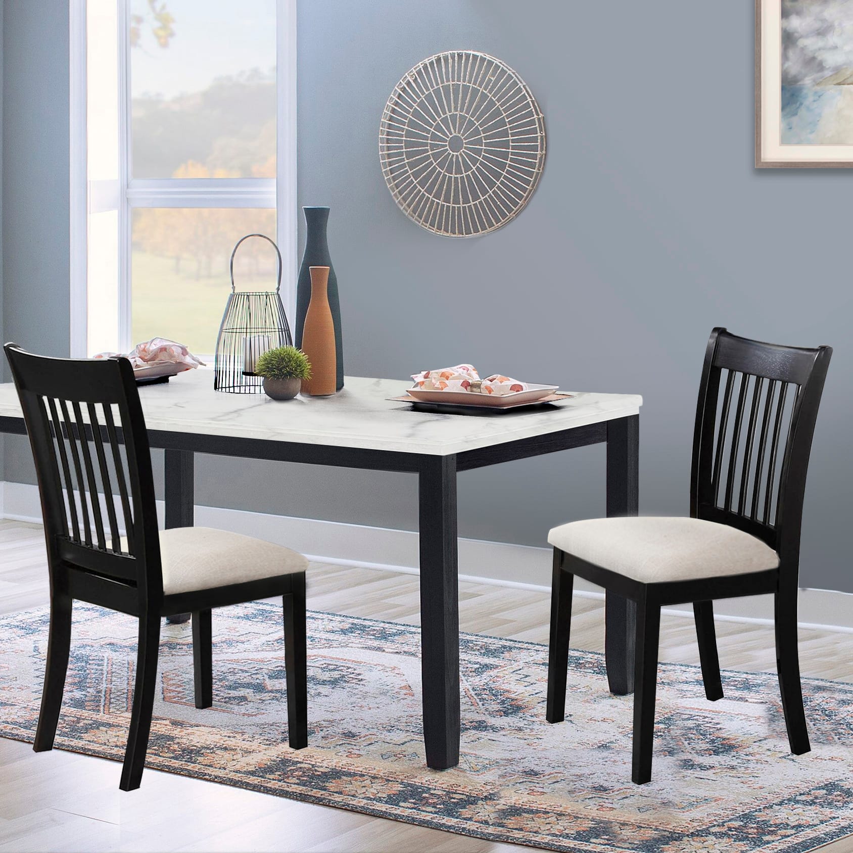 2 PCs Black Finish Wooden Dining Room Chairs - Image 4