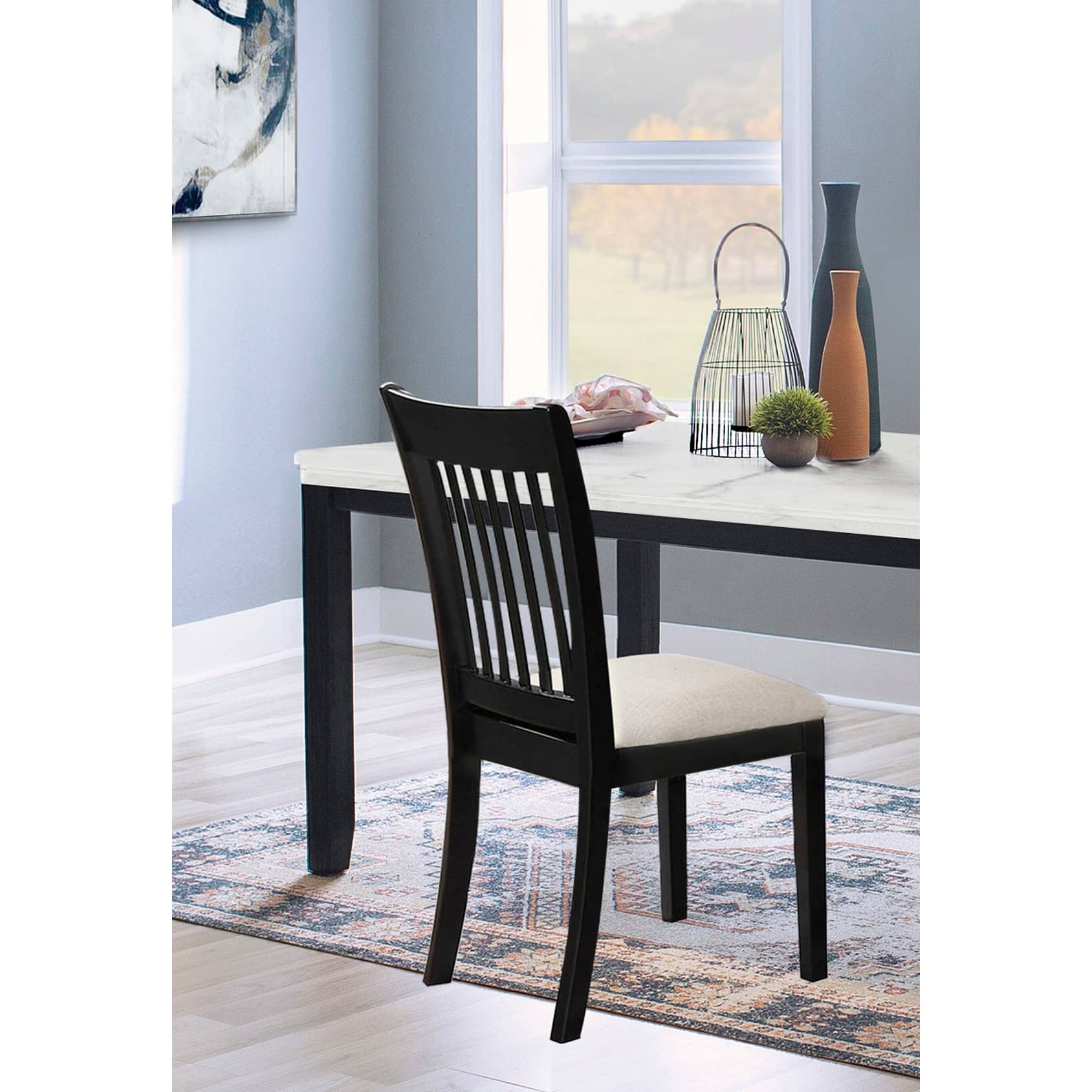 2 PCs Black Finish Wooden Dining Room Chairs - Image 5
