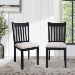 2 PCs Black Finish Wooden Dining Room Chairs