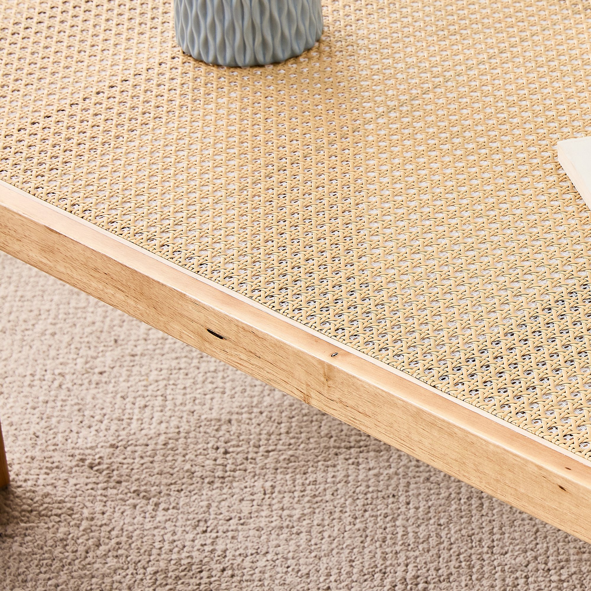 Rectangular Rattan Tabletop with Rubber Wooden Legs - Image 8
