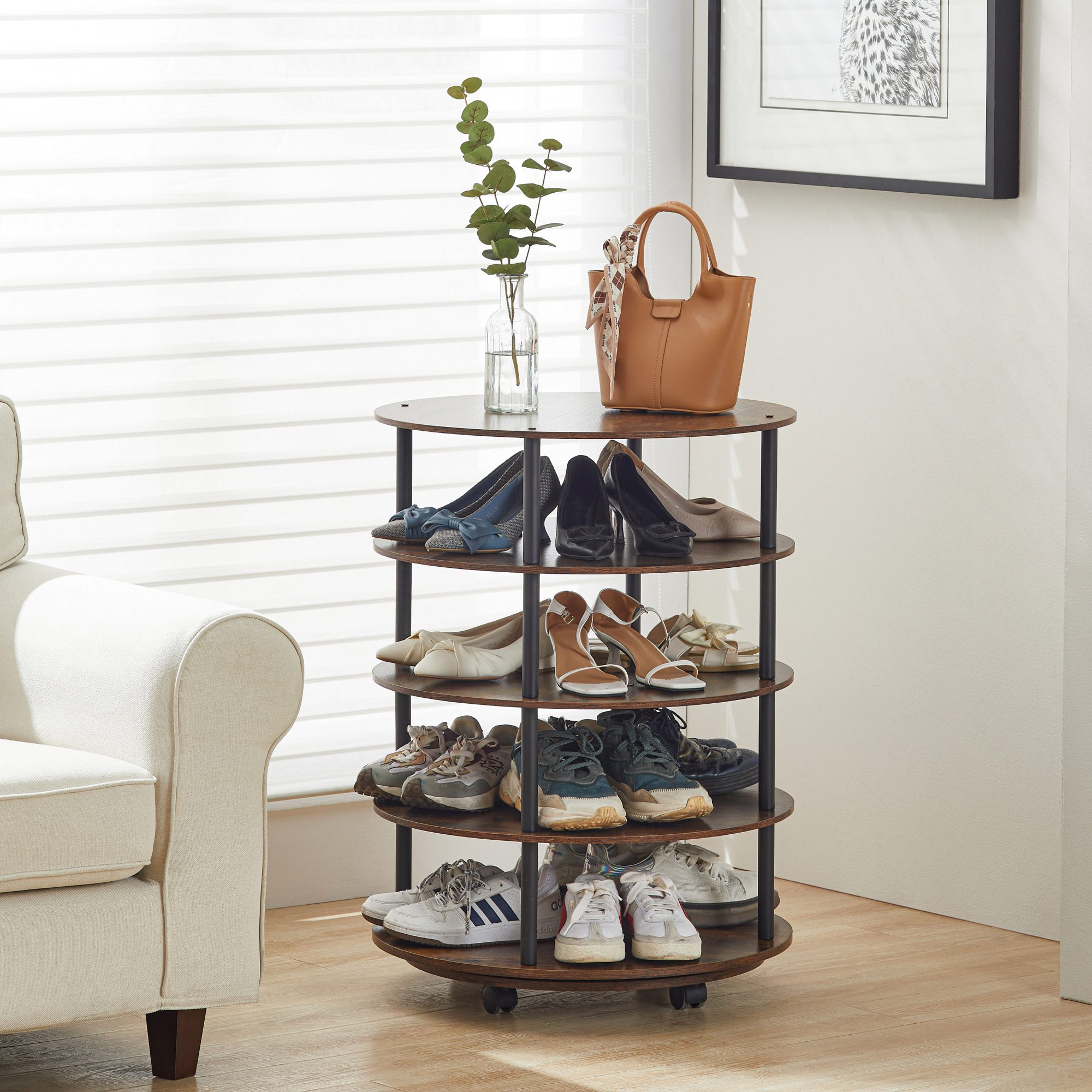 4-Tier Revolving Shoe Rack