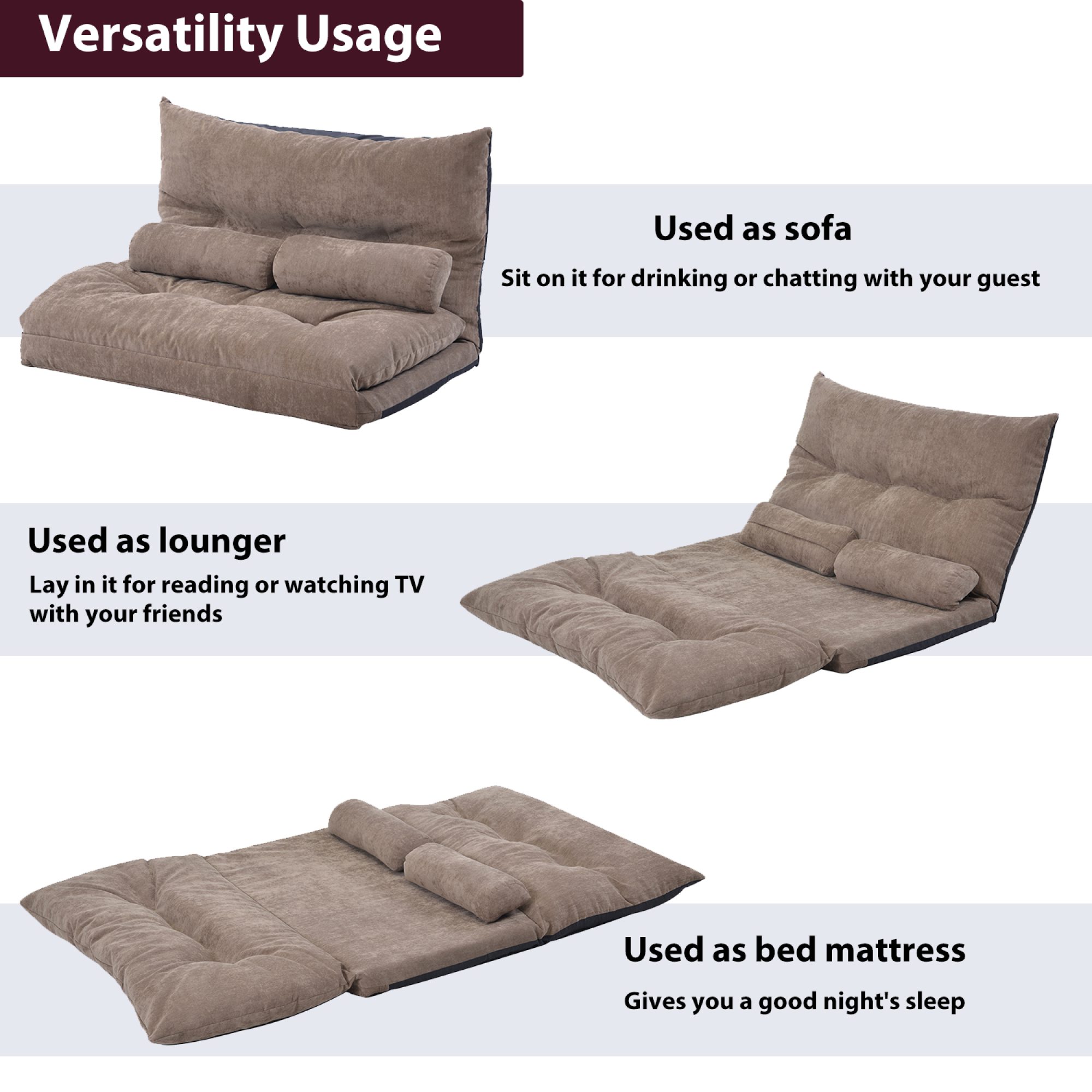 Lazy Sofa Adjustable Folding Futon - Image 7