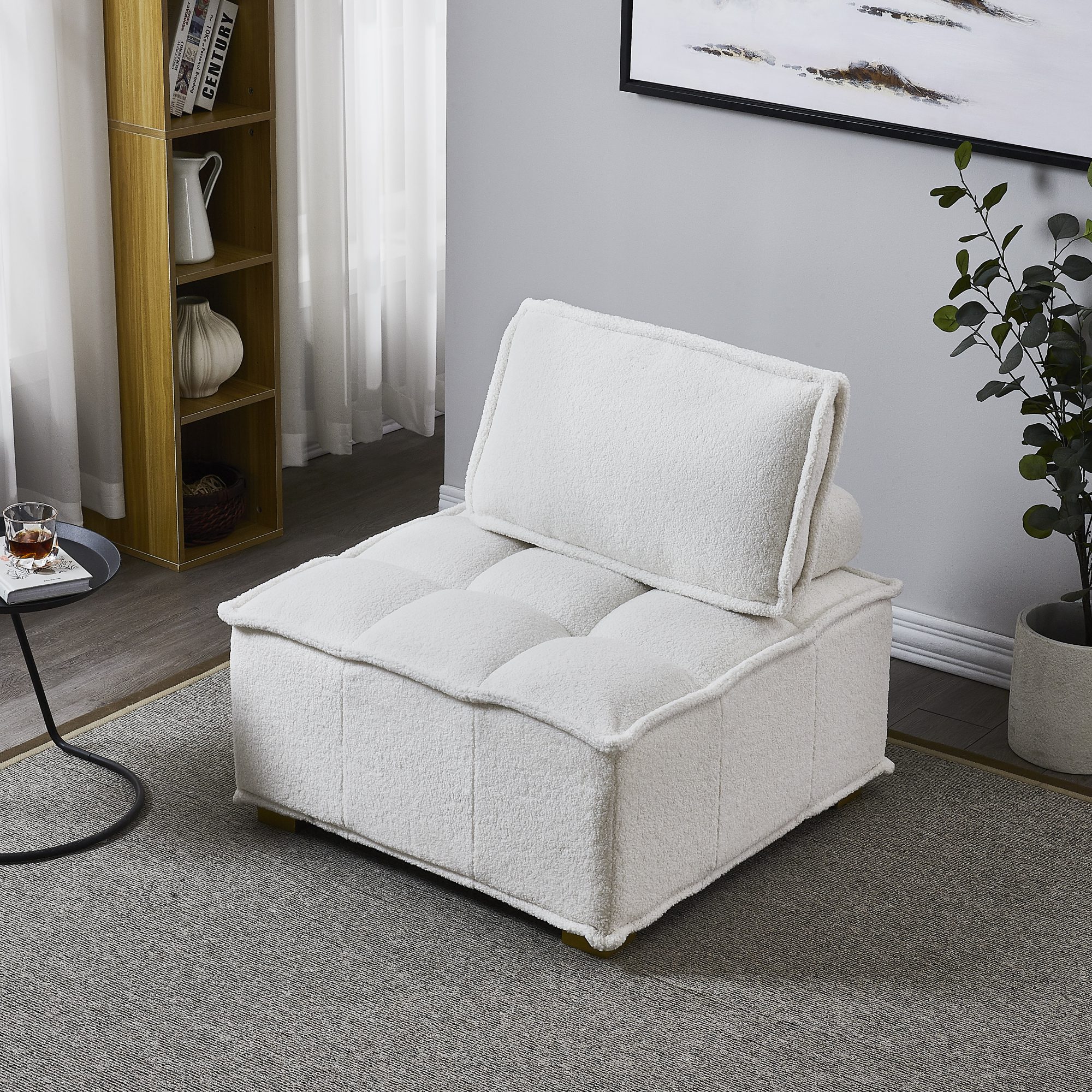 Lazy sofa ottoman with gold wooden legs