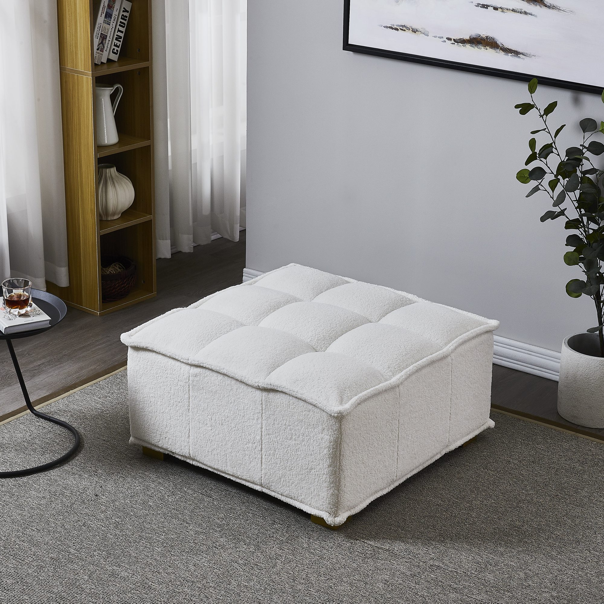 Lazy sofa ottoman with gold wooden legs - Image 8