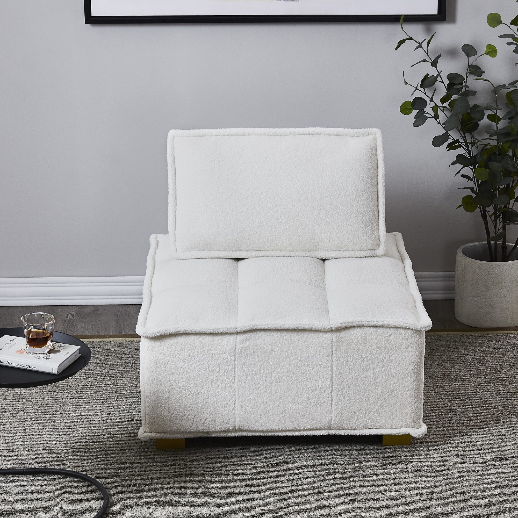 Lazy sofa ottoman with gold wooden legs - Image 3