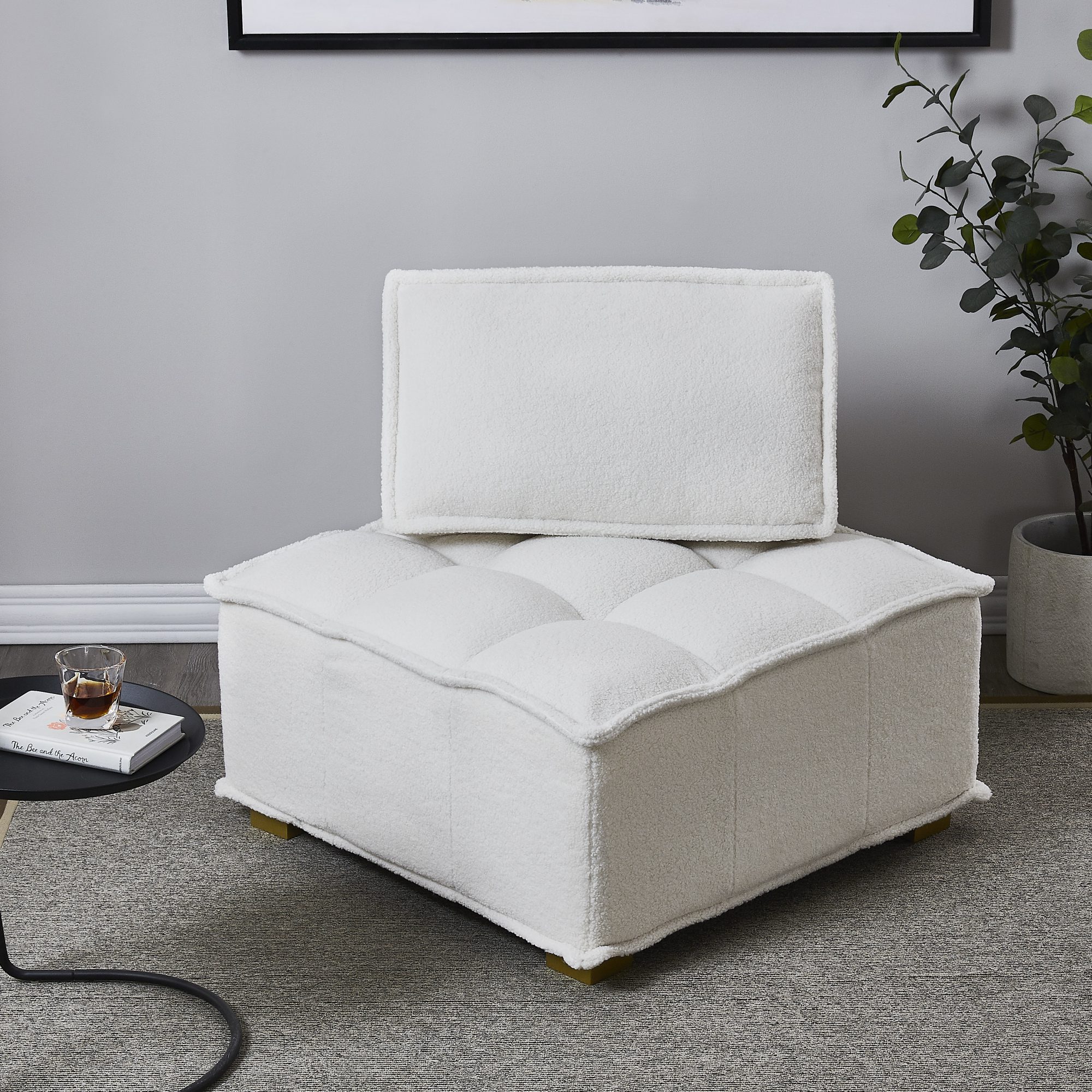 Lazy sofa ottoman with gold wooden legs - Image 4