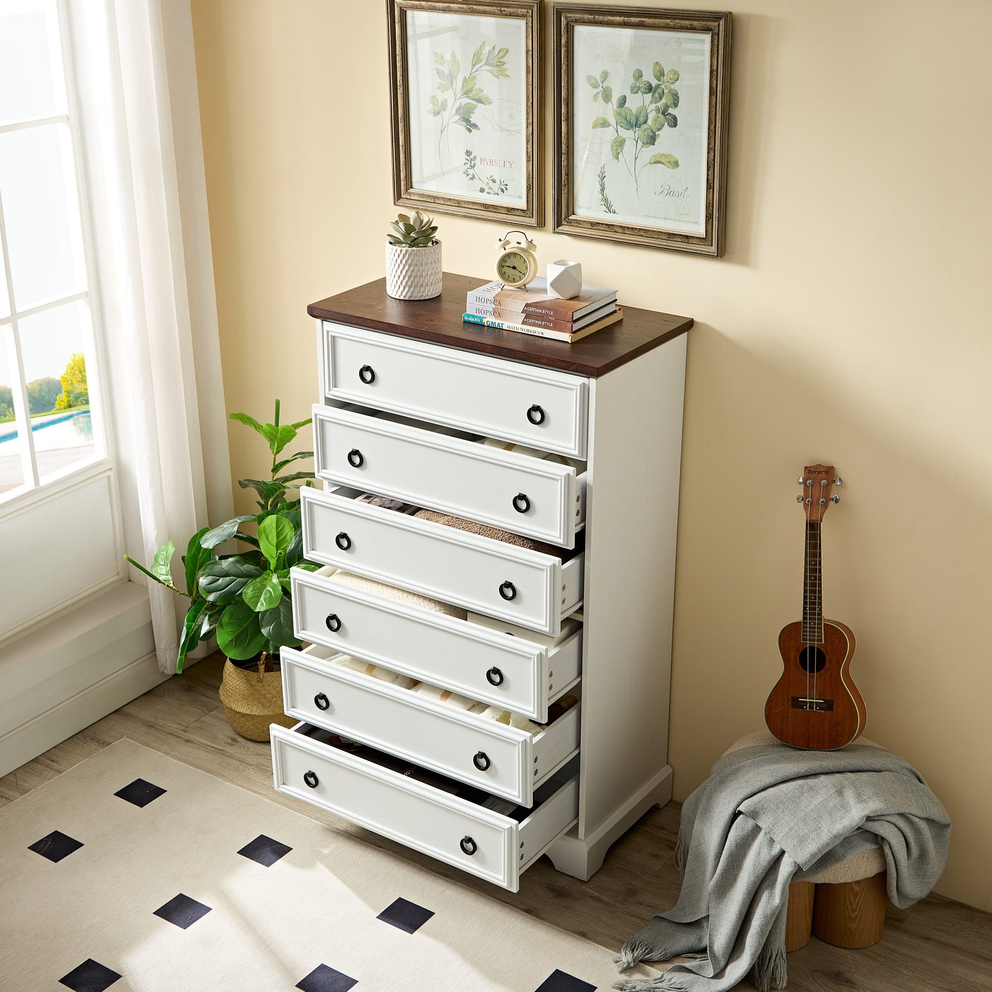 6 Drawer Dresser for Bedroom Tall Chest of Drawers - Image 3