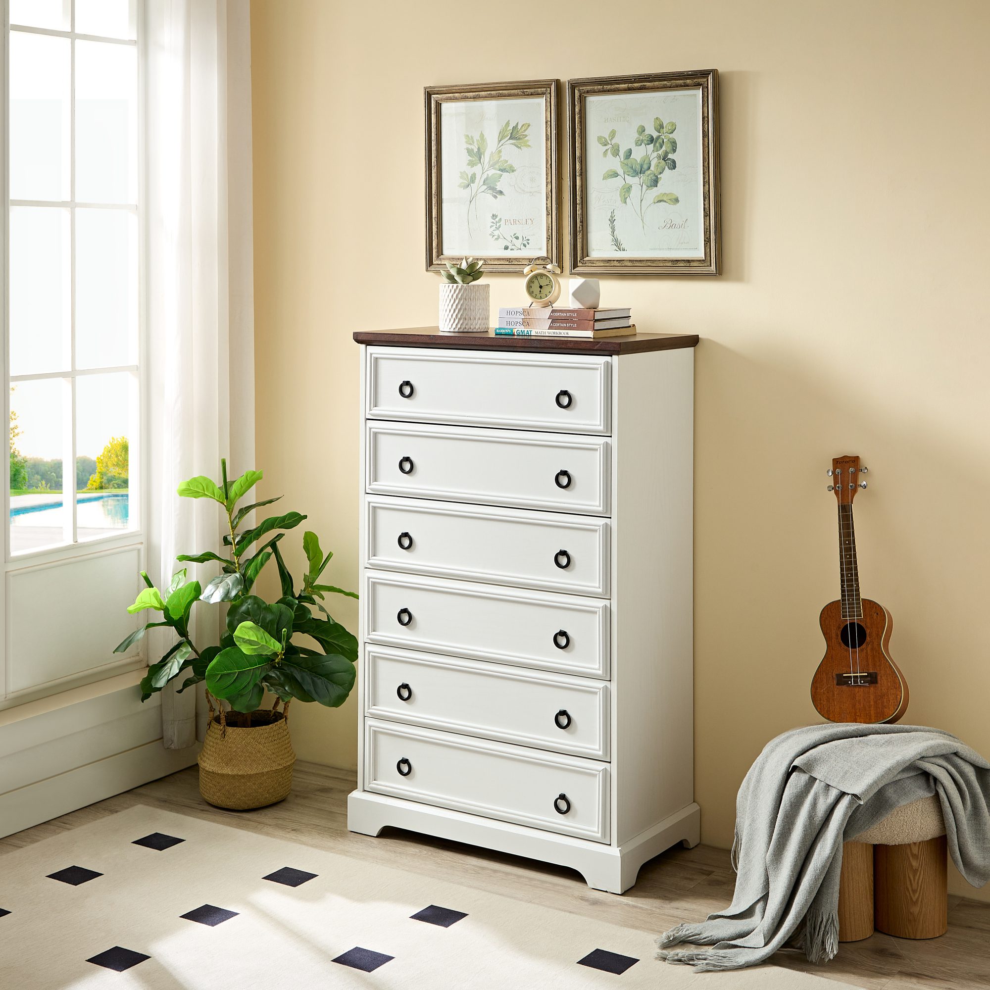6 Drawer Dresser for Bedroom Tall Chest of Drawers - Image 2
