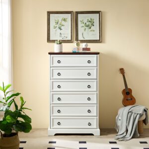 6 Drawer Dresser for Bedroom Tall Chest of Drawers