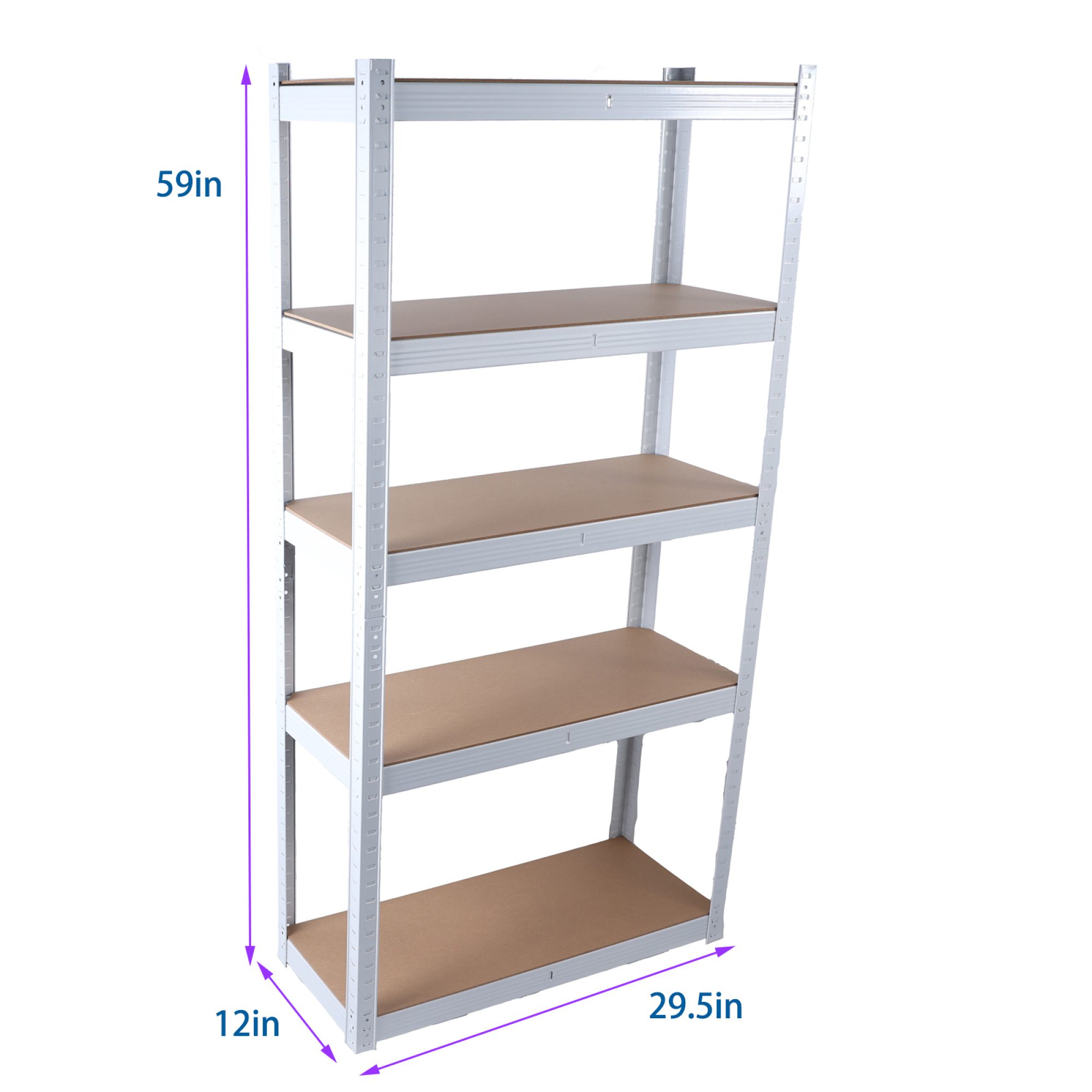 5 Tier White Metal Shelving Utility Rack - Image 3