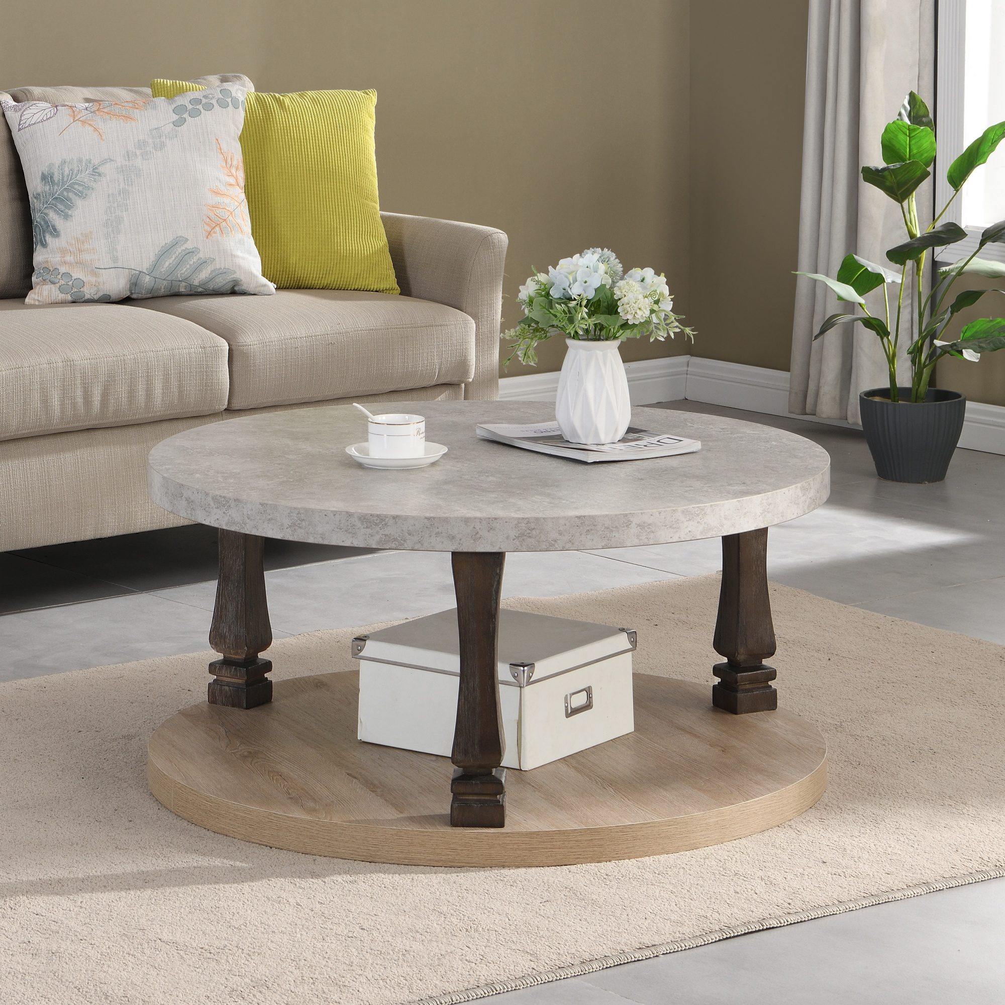Mid-Century 2-Tier Round Coffee Table - Image 2