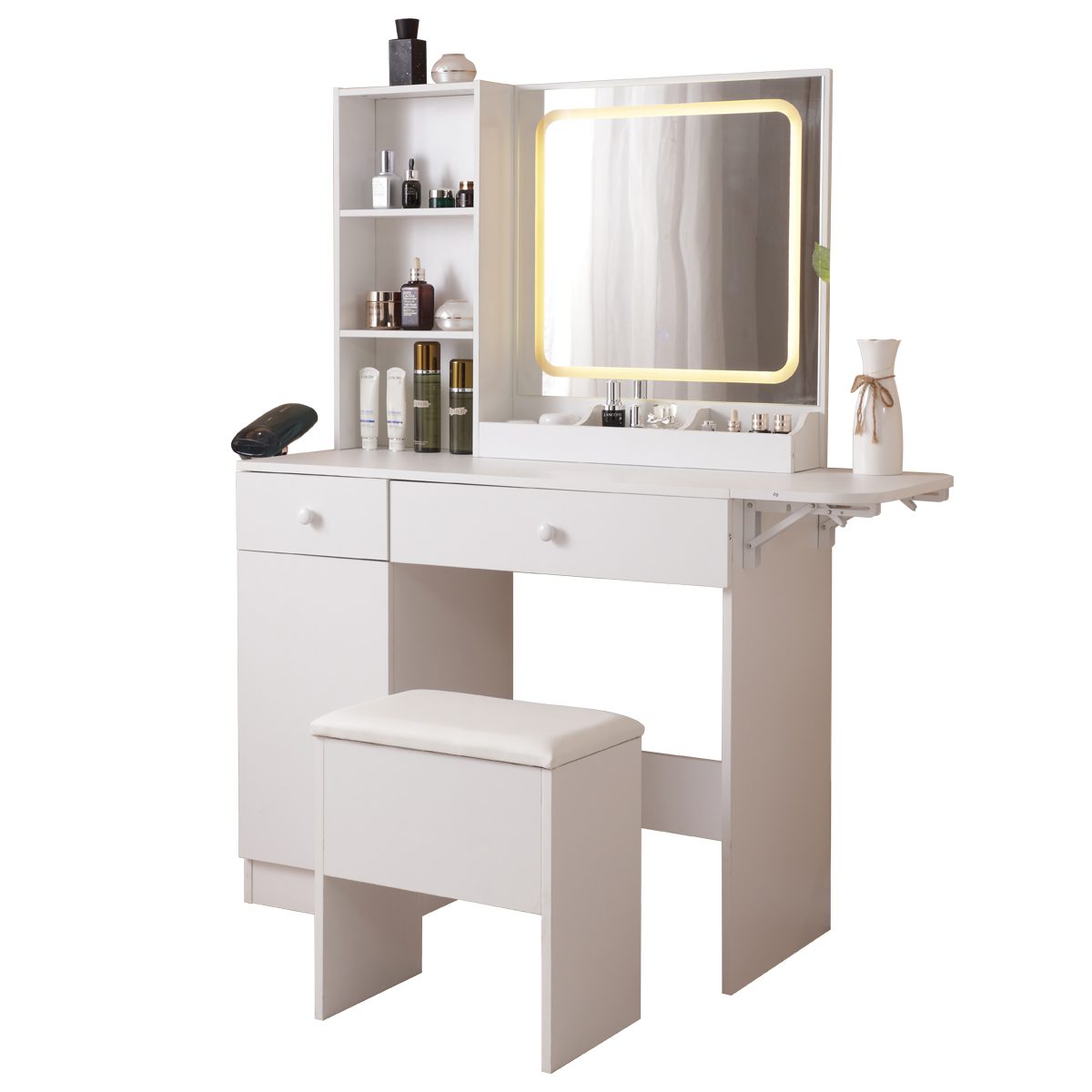 Vanity Desk with Lighted Mirror &