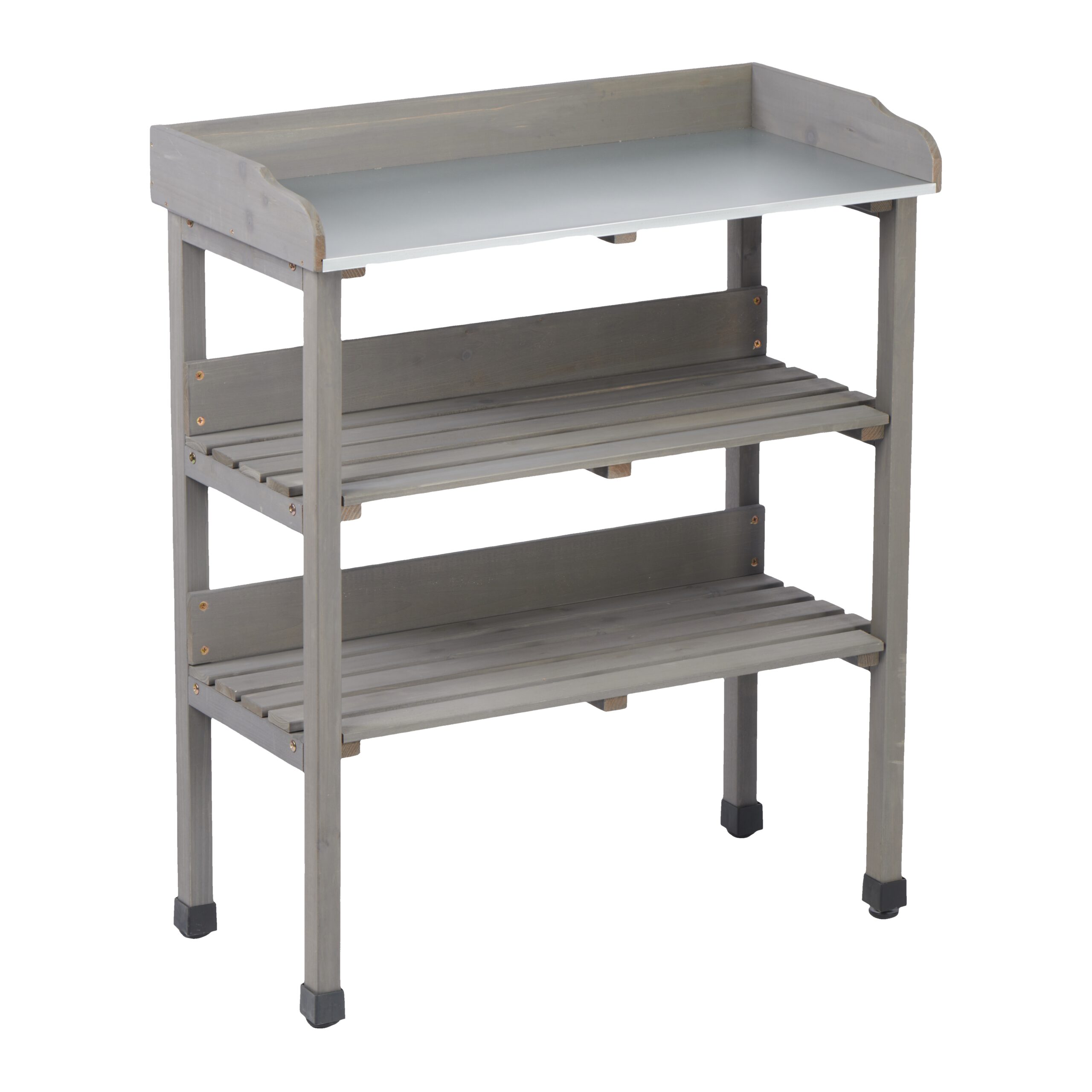 30″x14.5″×35.5″ Potting Table w/Metal Tabletop, 3