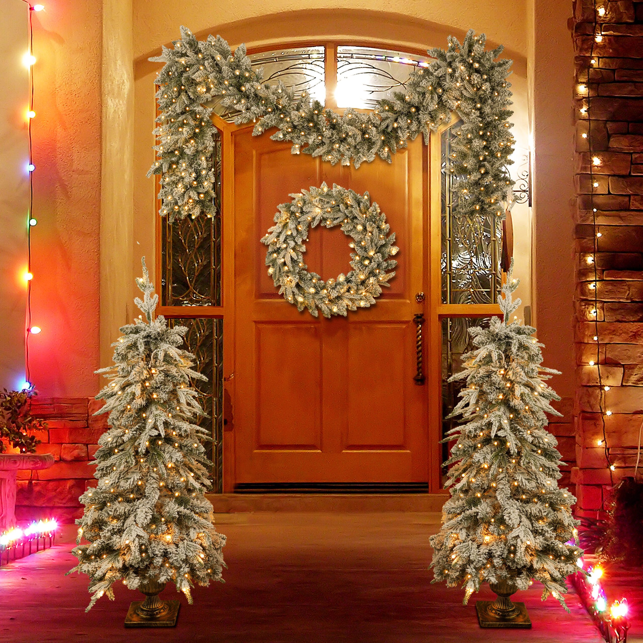 Pre-lit Christmas Artificial Tree 4-Piece Set,