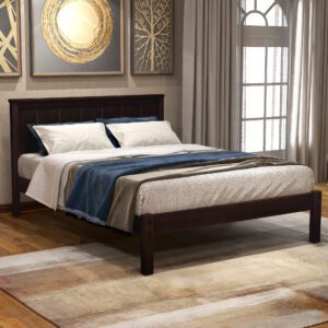 Platform Bed Frame with Headboard, Wood