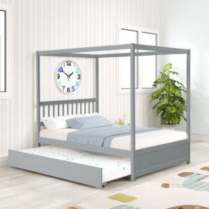 Full Size Canopy Bed with Twin