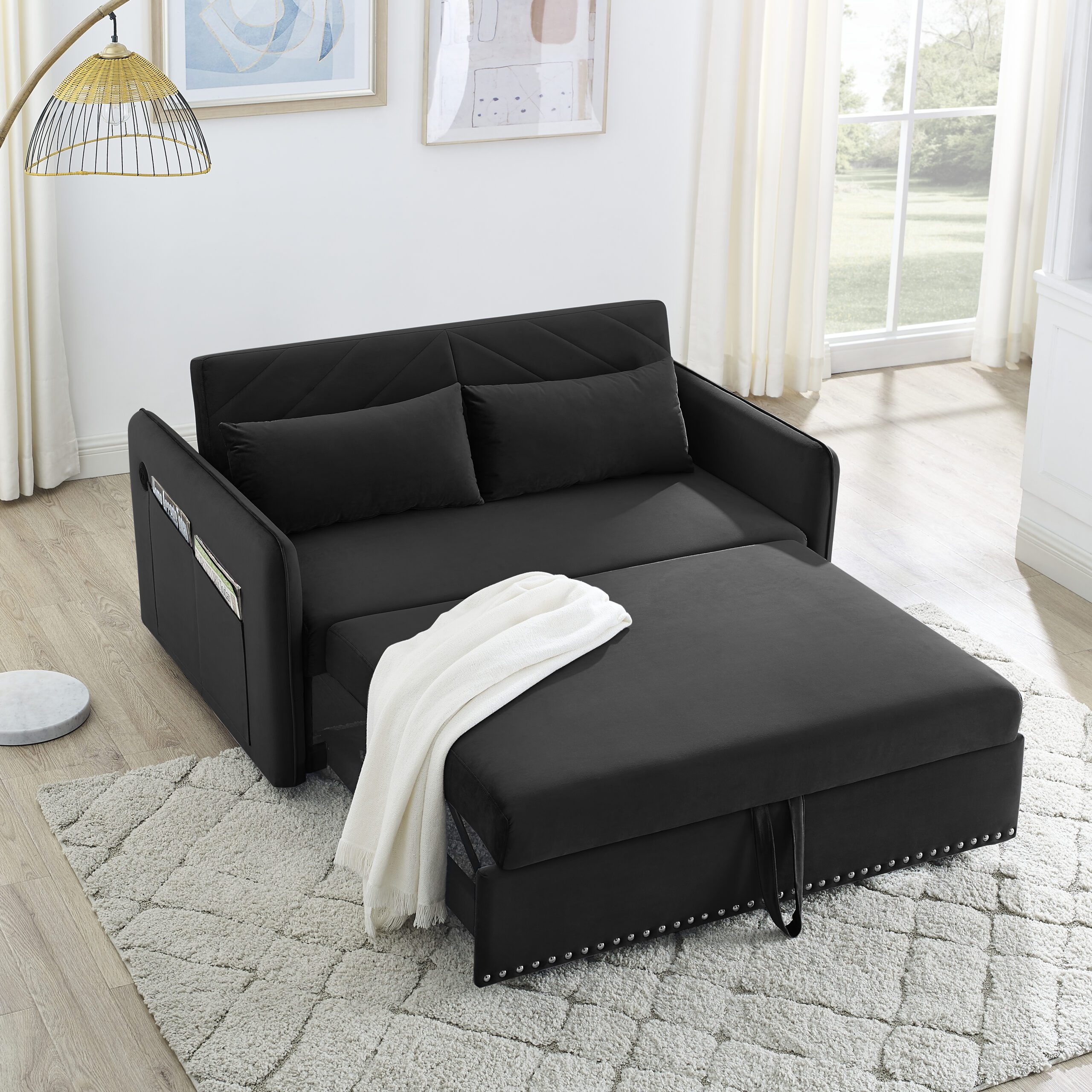 MH" Sleeper Sofa Bed w/USB Port,