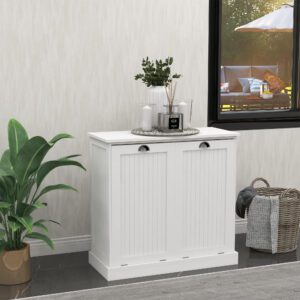 Two-Compartment Tilt-Out Laundry Sorter Cabinet-White