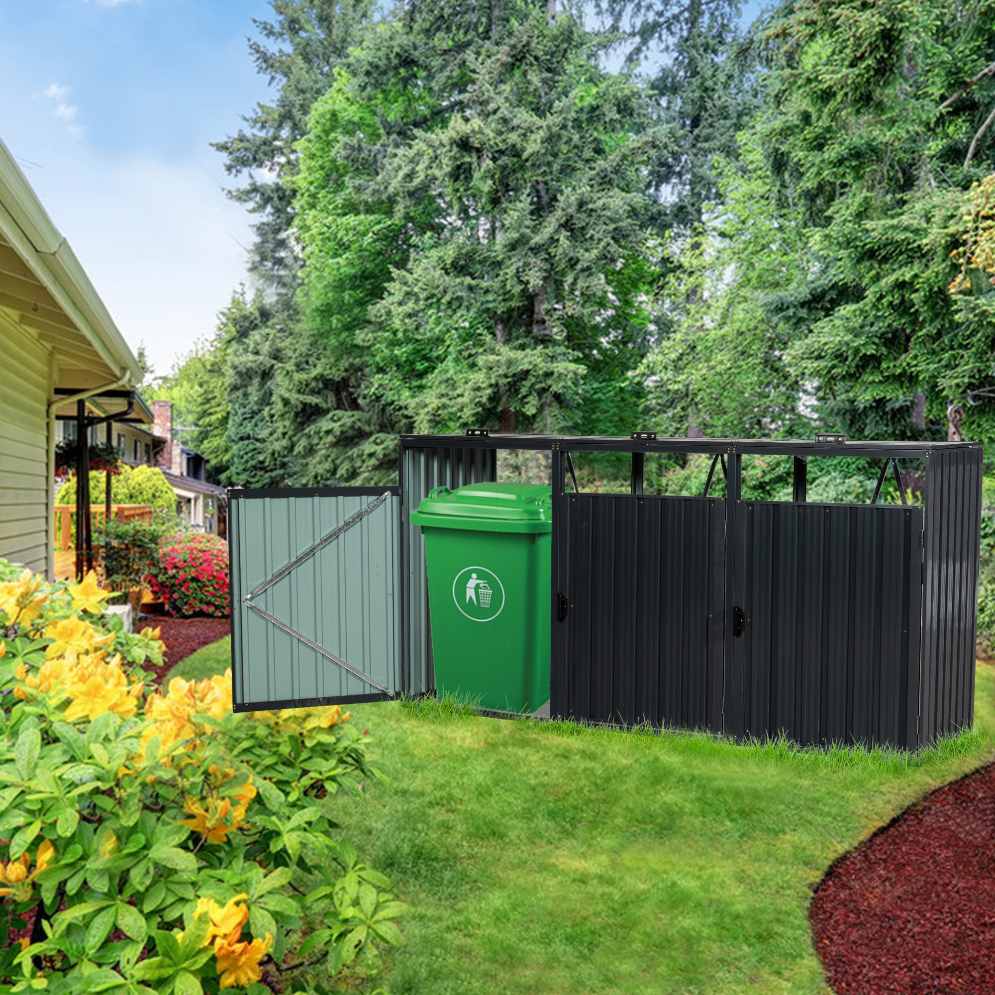 Garbage Bin Shed Stores 3 Trash