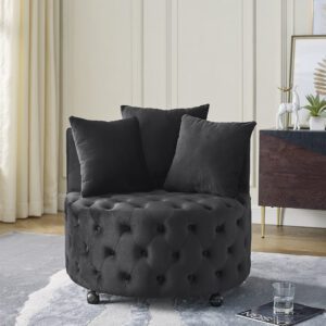 Velvet Upholstered Swivel Chair for Living