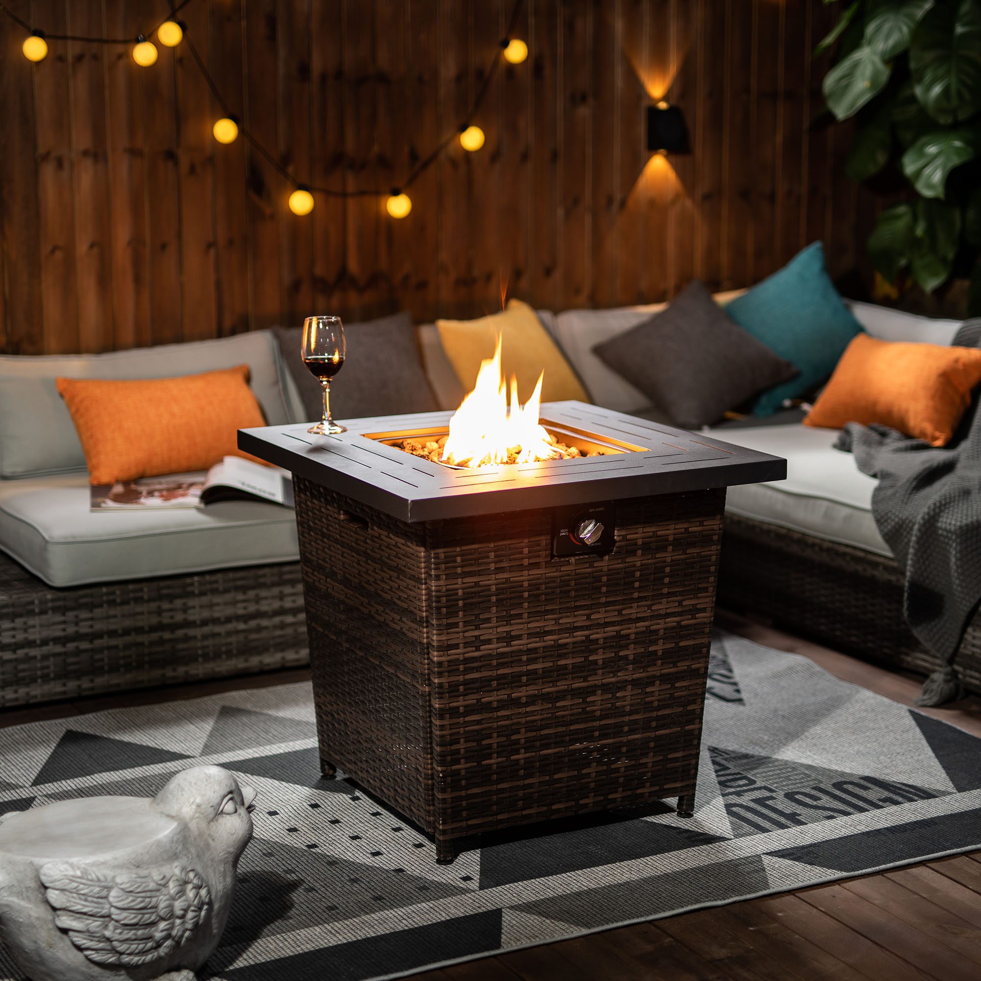28" Propane Gas Fire Pit Table,