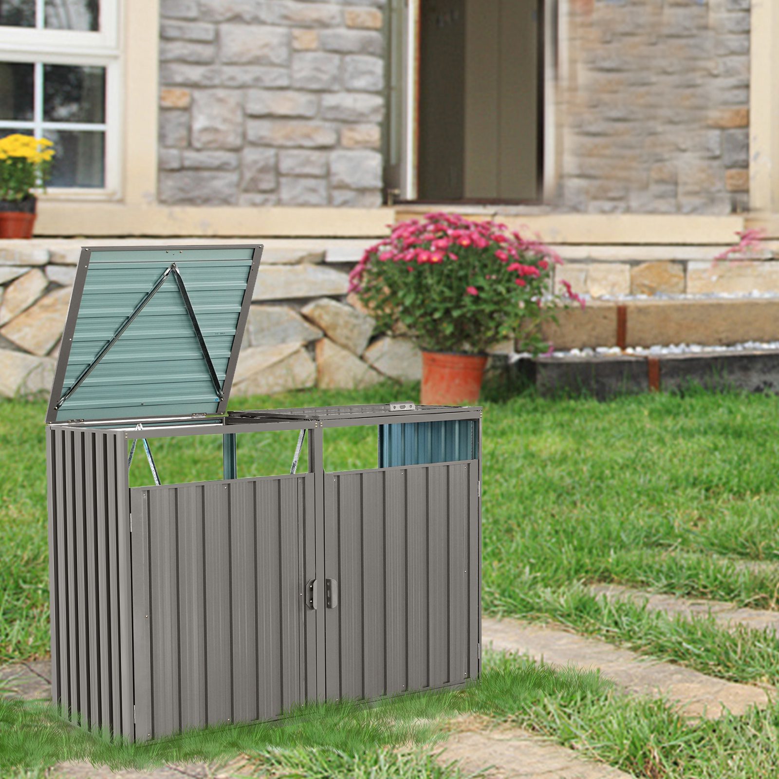 Garbage Bin Shed Stores 2 Trash