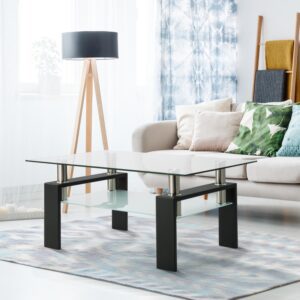 Rectangle Glass Coffee Table, Clear Coffee