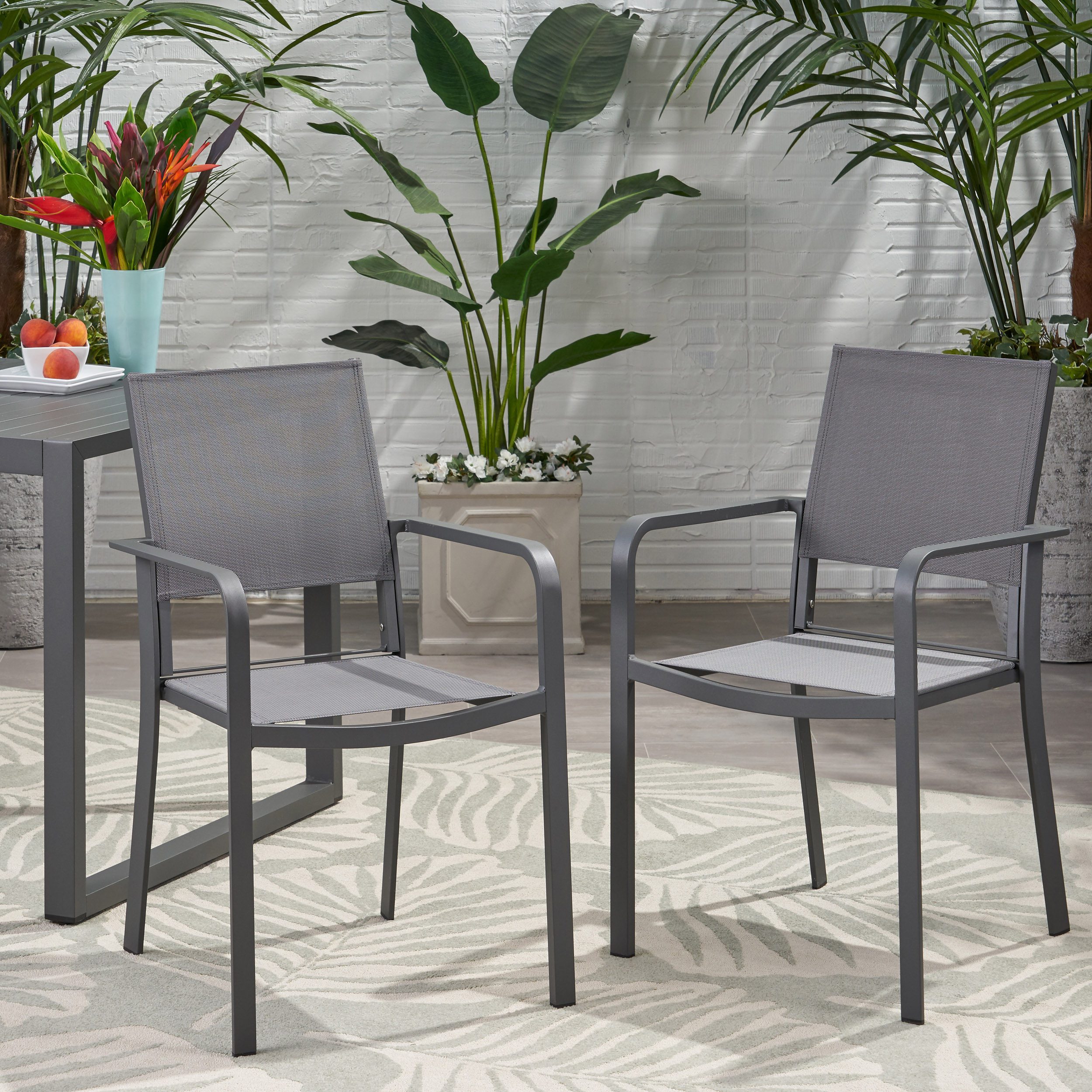 Outdoor Modern Aluminum Dining Chair with