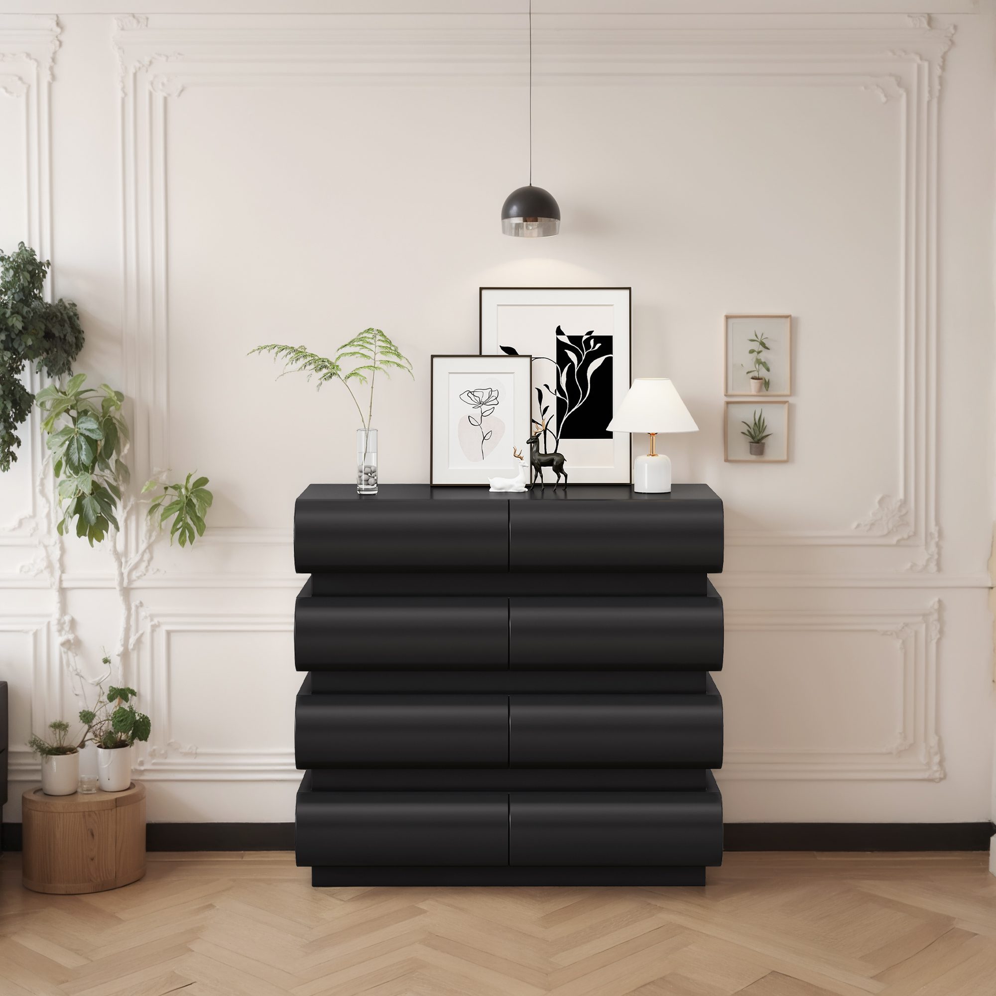 8 Drawer Dresser for Bedroom, Black