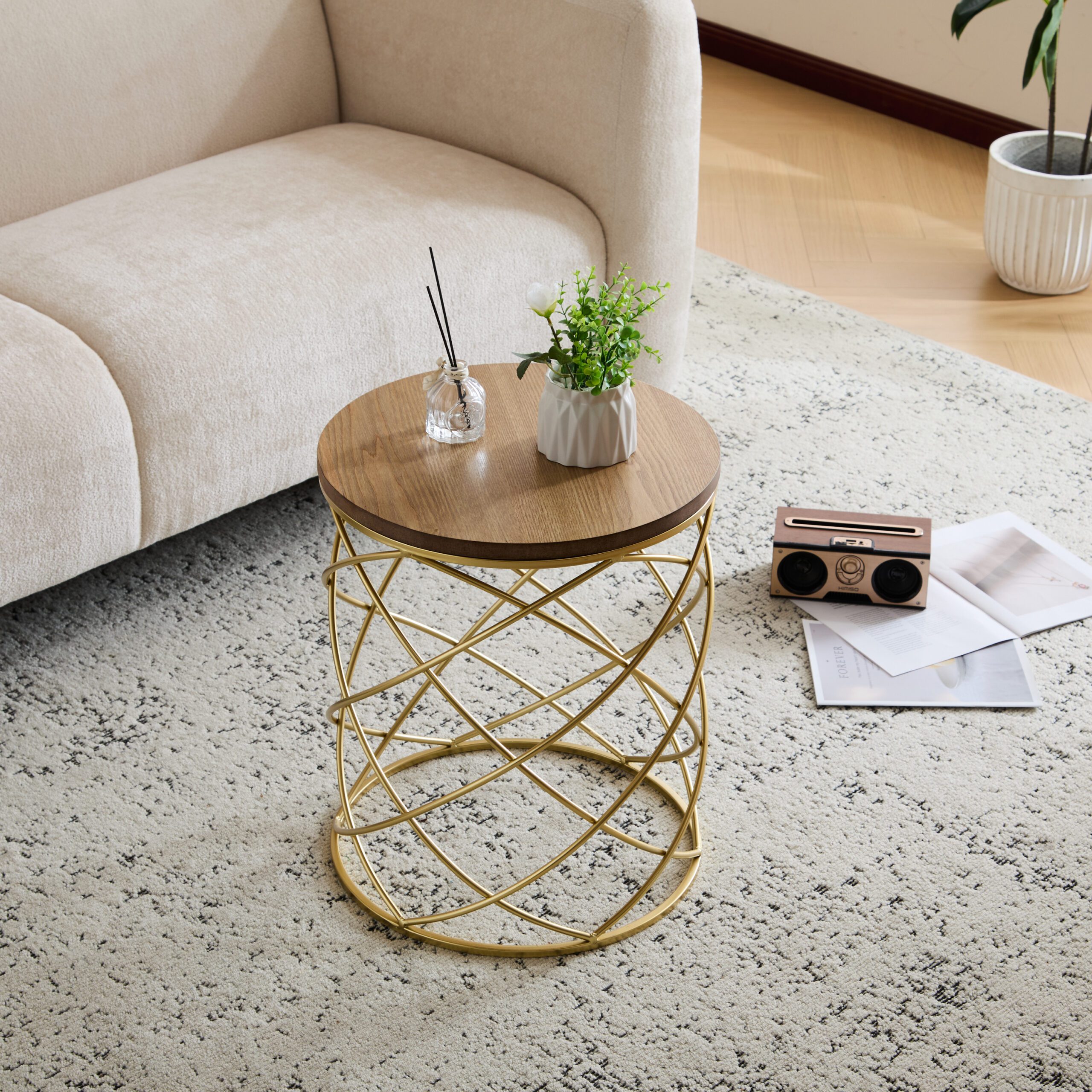 Golden Side table [MDF TOP+ METAL