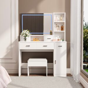 White dressing table with LED 3-color