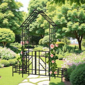 Metal Garden Arch with Gate with