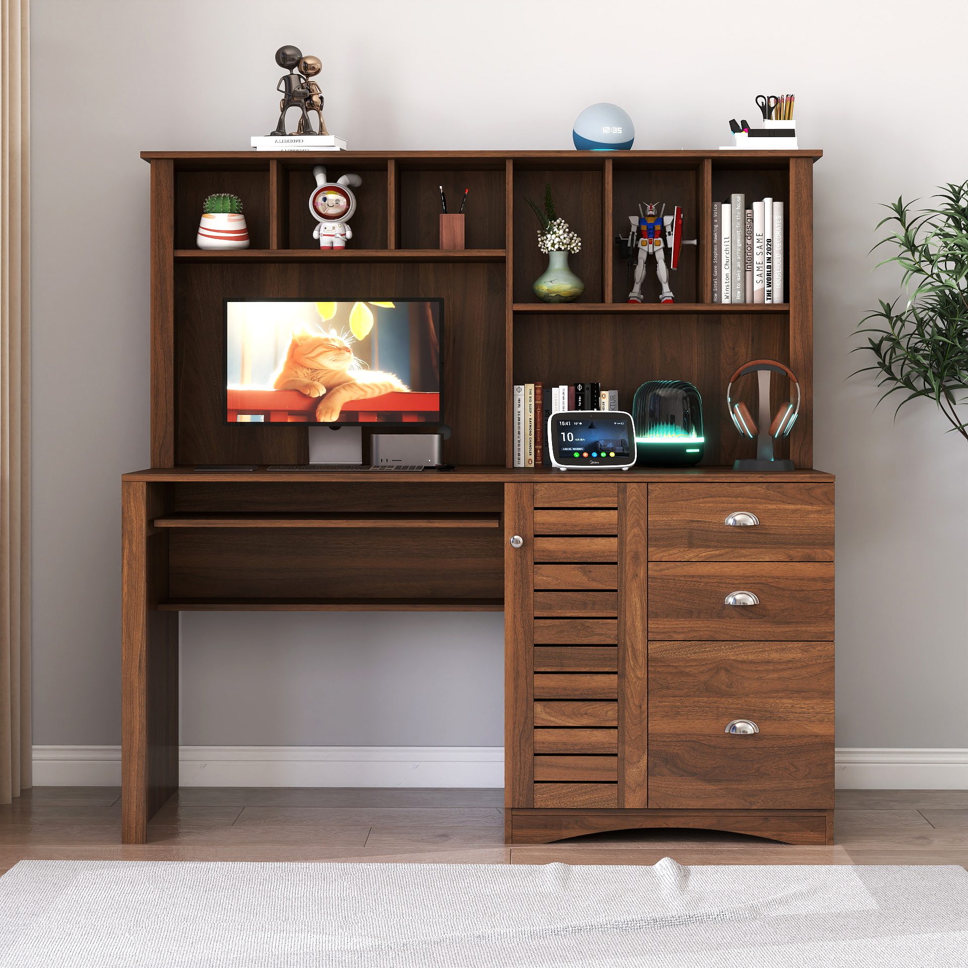 Home Office Computer Desk with Hutch,