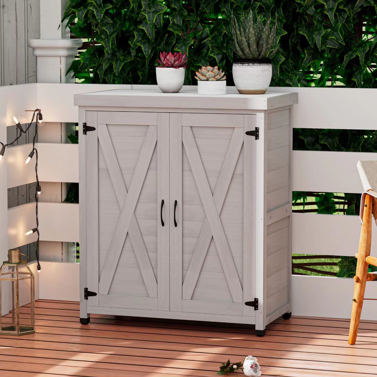 Potting Bench with Storage Cabinet and